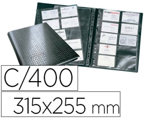 Porta cartoes durable din a4 visifix centium 4 aneis 20 bolsas com indice alfabetico para 400 cartoes de visita 57x90 mm , Durable , 78344 , 4005546206875